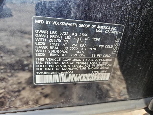 1V2JR2CA2RC608008 - 2024 VOLKSWAGEN ATLAS SE BLACK photo 12