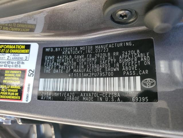 4T1T11AK2PU795700 - 2023 TOYOTA CAMRY SE NIGHT SHADE GRAY photo 12