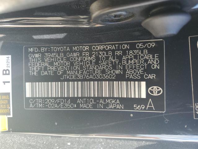 JTKDE3B76A0303602 - 2010 TOYOTA SCION TC 黑色 照片 12