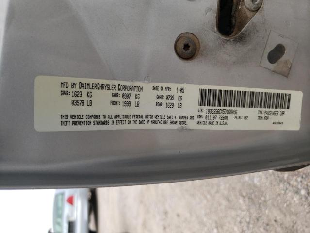 1B3ES56CX5D168096 - 2005 DODGE NEON SILVER photo 10