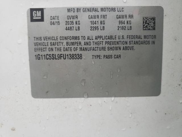 1G11C5SL9FU138338 - 2015 CHEVROLET MALIBU 1LT WHITE photo 12