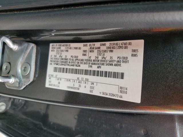 1FMCU9HD7KUA81826 - 2019 FORD ESCAPE SEL 灰色 照片 13