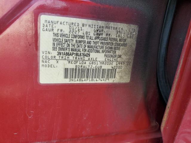 3N1AB6AP1BL676429 - 2011 NISSAN SENTRA 2.0 RED photo 12