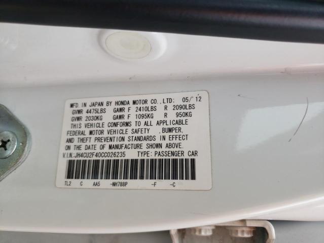 JH4CU2F40CC026235 - 2012 ACURA TSX WHITE photo 12