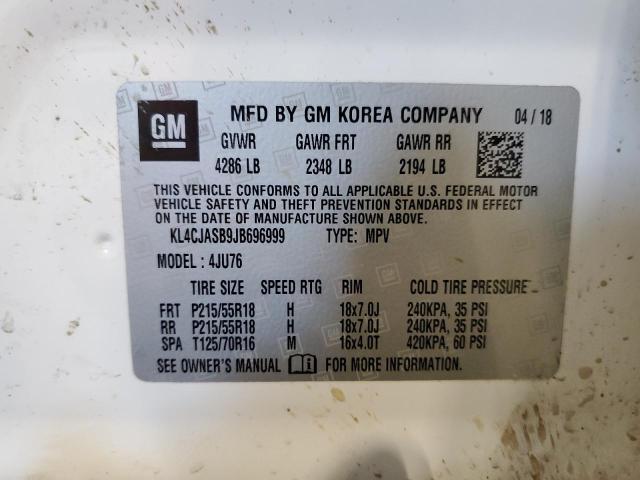 KL4CJASB9JB696999 - 2018 BUICK ENCORE PREFERRED 白色 照片 13