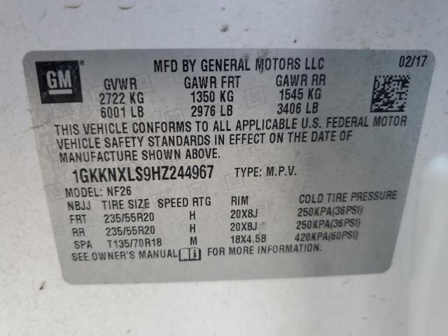 1GKKNXLS9HZ244967 - 2017 GMC ACADIA DENALI WHITE photo 13