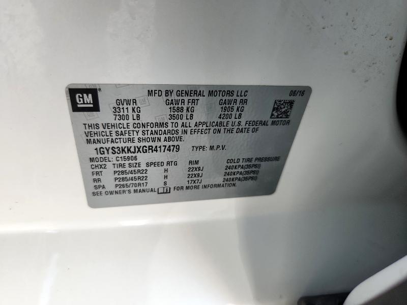 1GYS3KKJXGR417479 - 2016 CADILLAC ESCALADE ESV PLATINUM თეთრი ფოტო 14