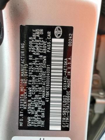 4T1BK1EB0DU040091 - 2013 TOYOTA AVALON BASE CREAM photo 12