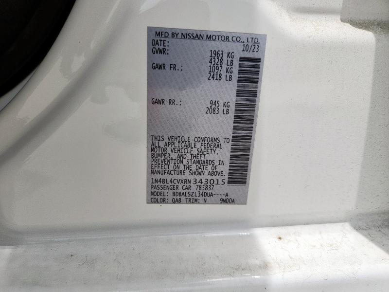 1N4BL4CVXRN343015 - 2024 NISSAN ALTIMA SR WHITE photo 12