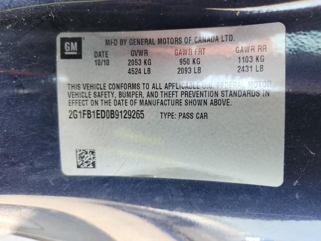 2G1FB1ED0B9129265 - 2011 CHEVROLET CAMARO LT 蓝色 照片 12