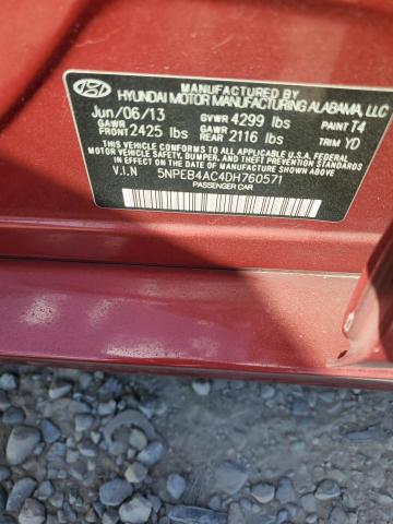 5NPEB4AC4DH760571 - 2013 HYUNDAI SONATA GLS RED photo 12