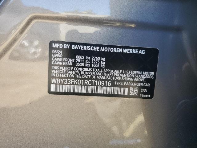 WBY33FK01RCT10916 - 2024 BMW I5 EDRIVE 40 GRAY photo 12