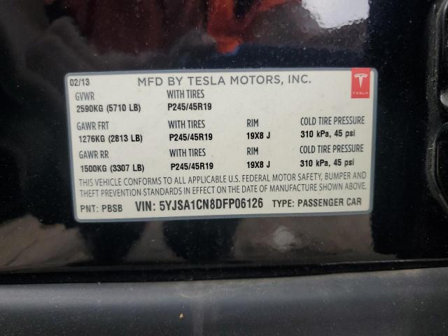 5YJSA1CN8DFP06126 - 2013 TESLA MODEL S BLACK photo 13