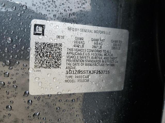 1G1ZB5STXJF250715 - 2018 CHEVROLET MALIBU LS Grau Foto 12