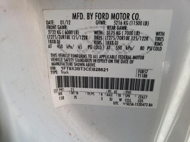 1FT8X3BT3CEB28621 - 2012 FORD F350 SUPER DUTY WHITE photo 13