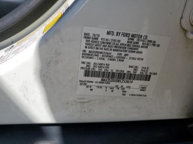 MAJ3S2GE0KC253654 - 2019 FORD ECOSPORT SE Белый фото 13