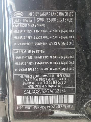 SALAC2V63GA832174 - 2016 LAND ROVER LR4 BLACK photo 13