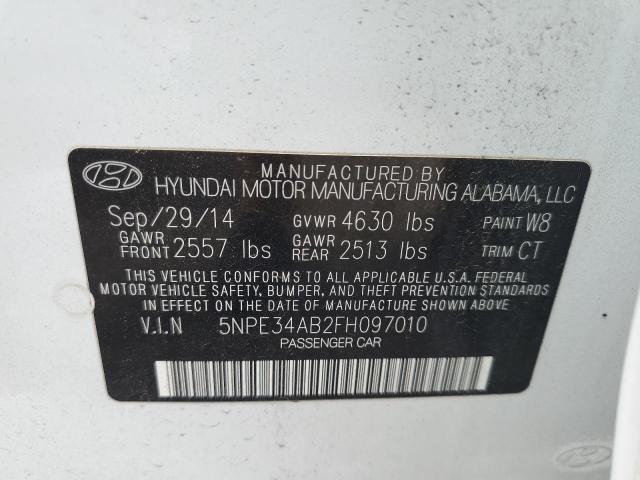 5NPE34AB2FH097010 - 2015 HYUNDAI SONATA SPORT WHITE photo 12