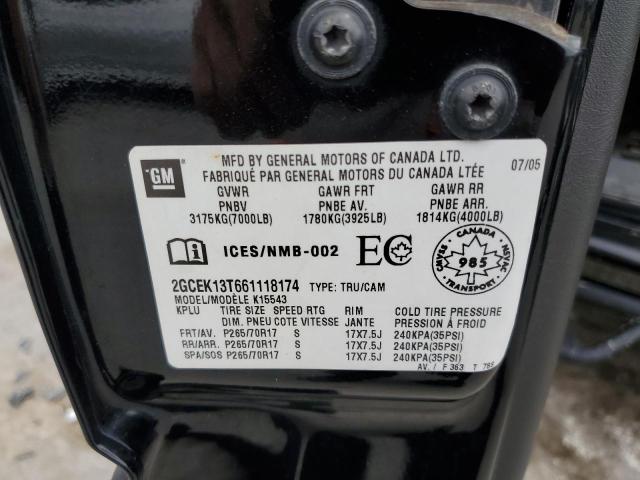 2GCEK13T661118174 - 2006 CHEVROLET SILV1500 2 K1500 BLACK photo 12