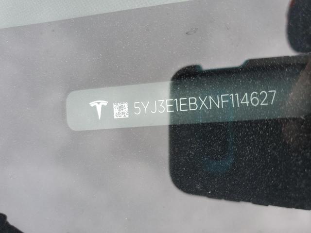 5YJ3E1EBXNF114627 - 2022 TESLA MODEL 3 رمادي صورة 12