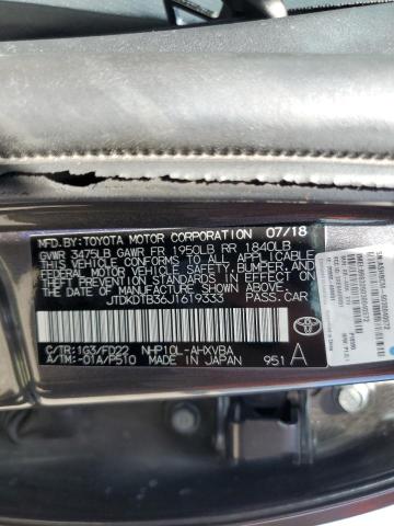 JTDKDTB36J1619333 - 2018 TOYOTA PRIUS C 灰色 照片 12