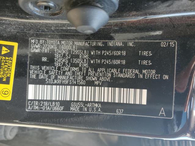 5TDJKRFH9FS141560 - 2015 TOYOTA HIGHLANDER XLE 黑色 照片 13