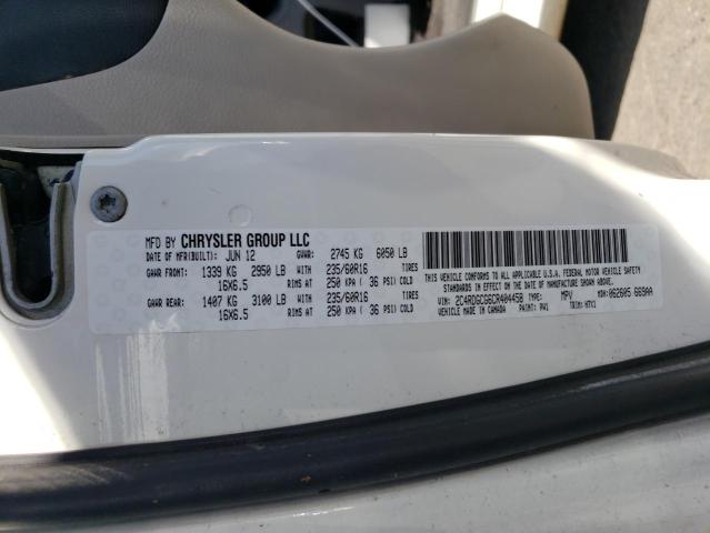 2C4RDGCG6CR404458 - 2012 DODGE GRAND CARA SXT WHITE photo 13