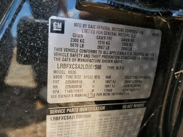 LRBFXCSA2LD061598 - 2020 BUICK ENVISION ESSENCE Черный фото 12