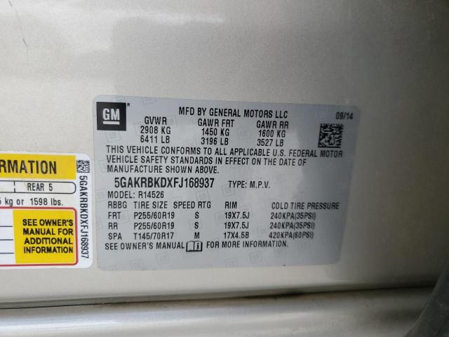 5GAKRBKDXFJ168937 - 2015 BUICK ENCLAVE BEIGE photo 13