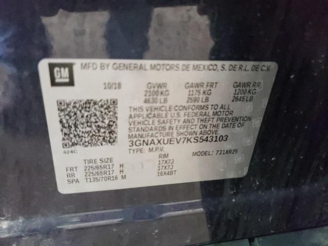 3GNAXUEV7KS543103 - 2019 CHEVROLET EQUINOX LT Blau Foto 13