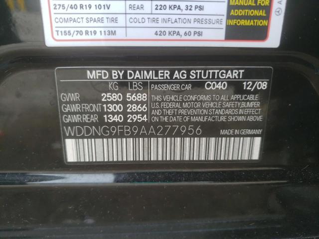 WDDNG9FB9AA277956 - 2010 MERCEDES-BENZ S 400 BLACK photo 13