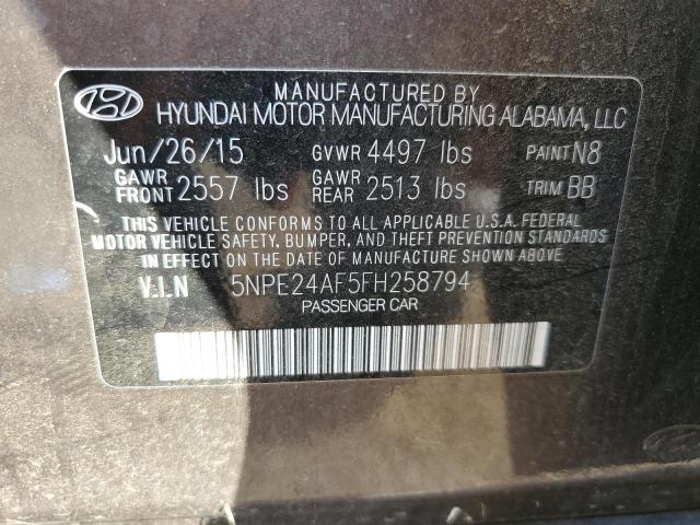 5NPE24AF5FH258794 - 2015 HYUNDAI SONATA SE BROWN photo 12