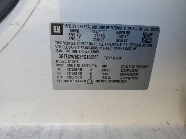 3GTU2WEC3FG109560 - 2015 GMC SIERRA K1500 DENALI WHITE photo 12