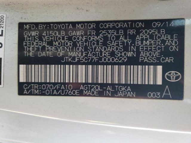 JTKJF5C77FJ000629 - 2015 TOYOTA SCION TC თეთრი ფოტო 10