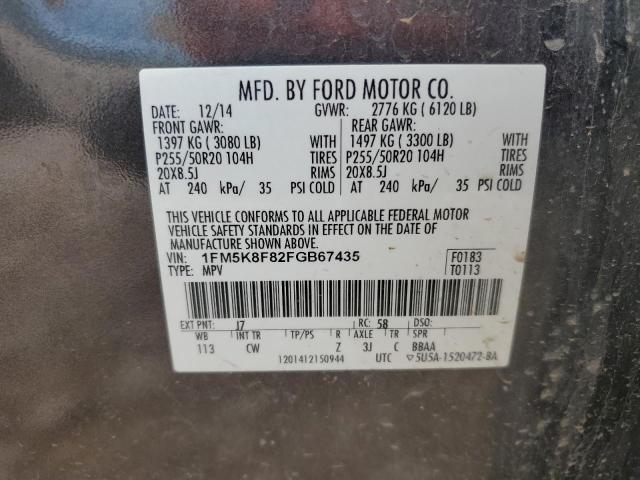 1FM5K8F82FGB67435 - 2019 FORD EXPLORER LIMITED Gris foto 13