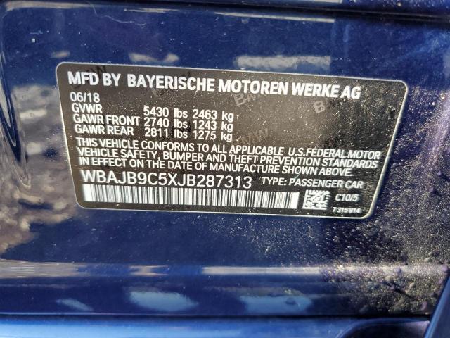 WBAJB9C5XJB287313 - 2018 BMW M550XI BLUE photo 12