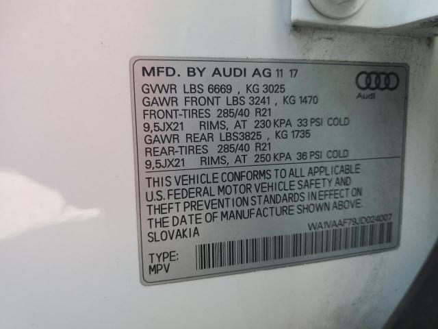 WA1VAAF79JD024007 - 2018 AUDI Q7 PRESTIGE WHITE photo 13