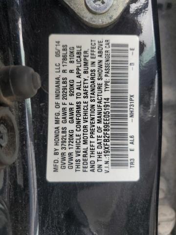 19XFB2F89EE051914 - 2014 HONDA CIVIC EX BLACK photo 12