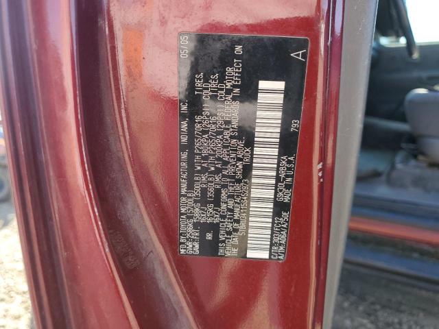 5TBRU34115S452973 - 2005 TOYOTA TUNDRA ACCESS CAB SR5 RED photo 12