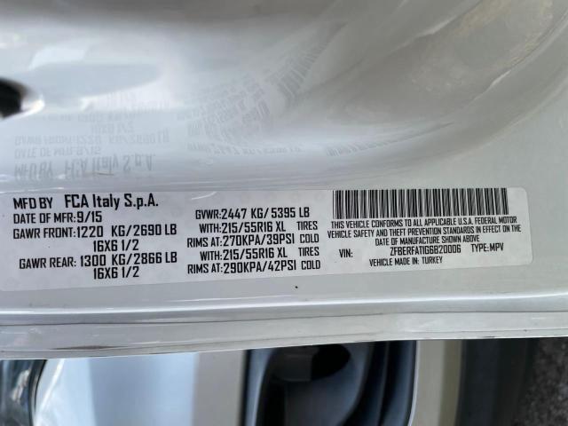 ZFBERFAT1G6B20006 - 2016 RAM PROMASTER თეთრი ფოტო 10