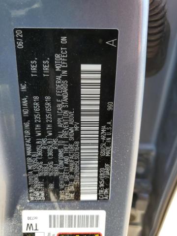 5TDHZRBH5LS031648 - 2020 TOYOTA HIGHLANDER XLE BLUE photo 13