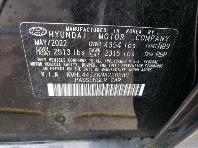 KMHL44J26NA226386 - 2022 HYUNDAI SONATA SEL PLUS BLACK photo 12