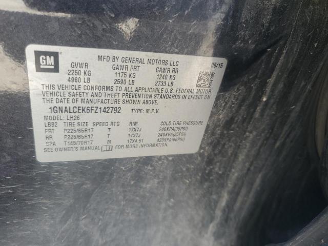 1GNALCEK6FZ142792 - 2015 CHEVROLET EQUINOX LT BLACK photo 13