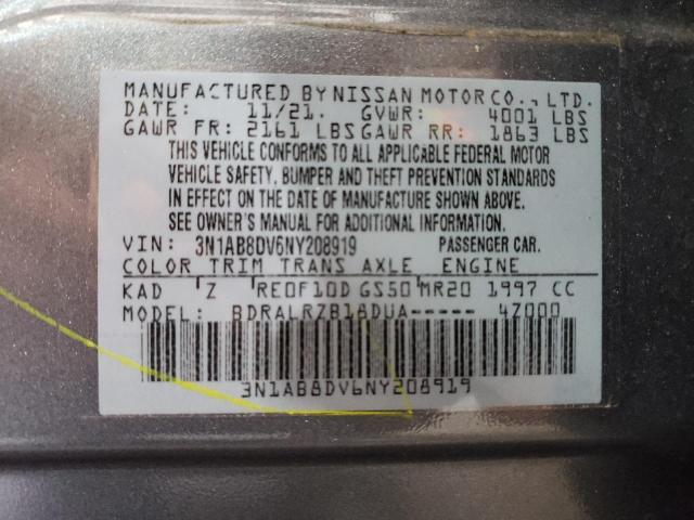 3N1AB8DV6NY208919 - 2022 NISSAN SENTRA SR GRAY photo 13