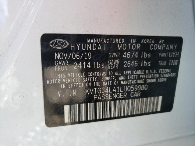 KMTG34LA1LU059980 - 2020 HYUNDAI GEN ELITE WHITE photo 12