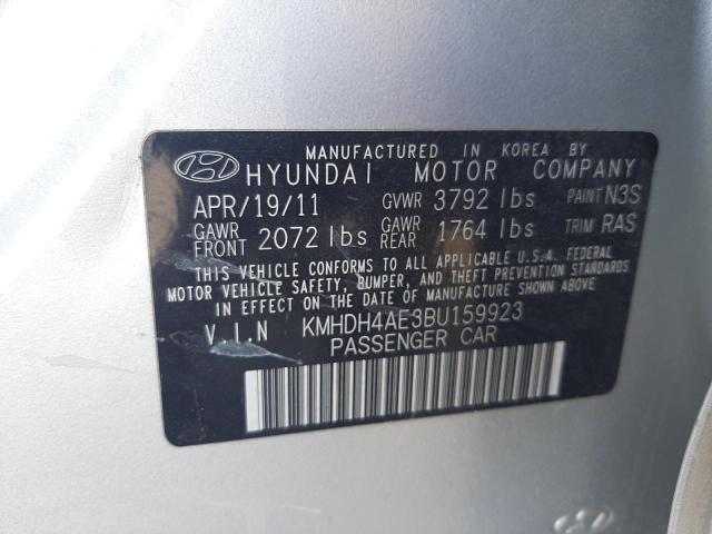 KMHDH4AE3BU159923 - 2011 HYUNDAI ELANTRA GLS SILVER photo 12