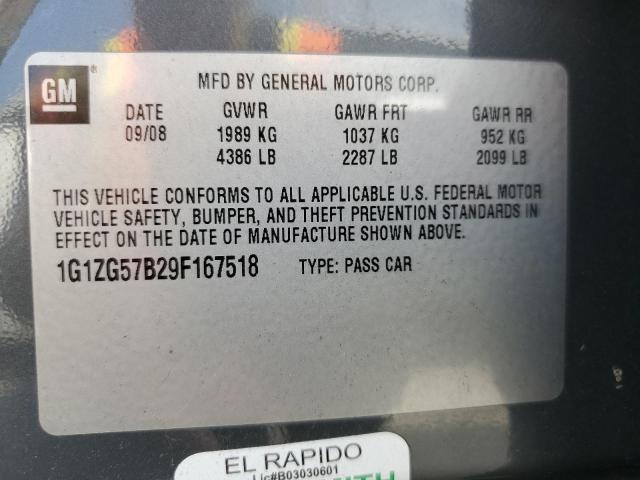1G1ZG57B29F167518 - 2009 CHEVROLET MALIBU LS GRAY photo 12