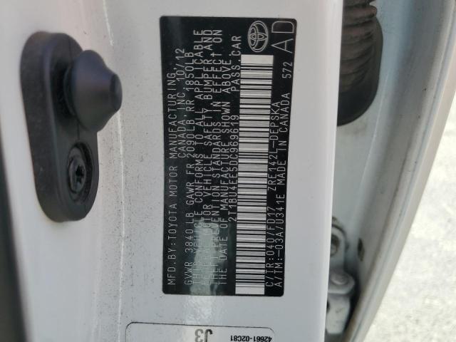 2T1BU4EE5DC969619 - 2013 TOYOTA COROLLA BASE Ақ фото 12