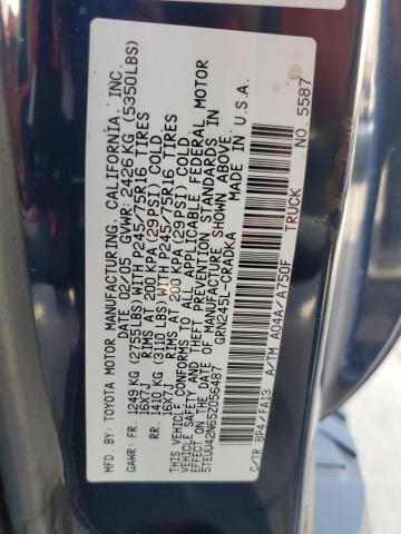 5TEUU42N65Z056487 - 2005 TOYOTA TACOMA ACCESS CAB ლურჯი ფოტო 12