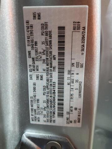 1FMCU9GD6KUB41533 - 2019 FORD ESCAPE SE Gümüş foto 13